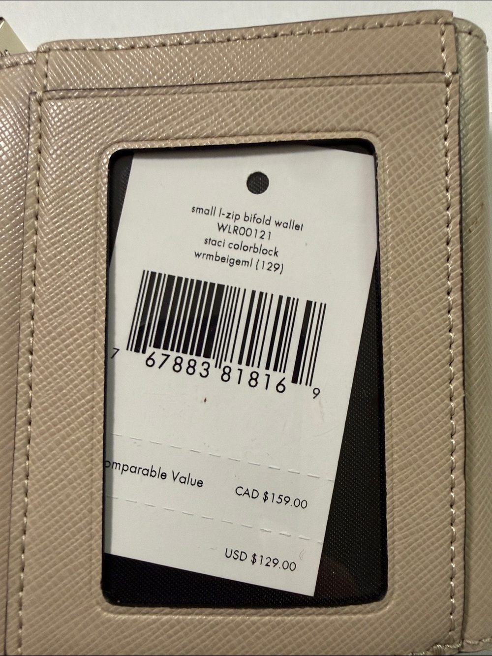 kate spade Two-Tone Compact Zip Wallet in Black & Beige - Picture 3 of 5